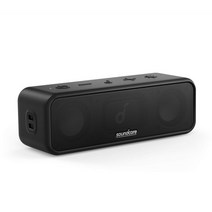 Anker Soundcore 3 Bluetooth 스피커 티타늄 드라이버 듀얼 패시브 라디에이터 BassUp 기술 앱 대응 이퀄라이저 설정 USB-C 접속 IPX7 방수 24시간 연속 재생 PartyCast 기능 블랙