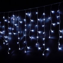 LED 크리스마스 트리전구 고드름조명 124구 연결형 4색칼라 청색 백색 전구색 크리스마스장식, 웜화이트