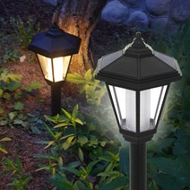 태양광 2구 육각등(고급형) PLUS 태양열 정원등 야외조명, 노란빛-벽걸이형