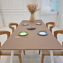 제이토리 양면 가죽 방수 식탁보 식탁매트 테이블보 2인 4인 6인용, 60x120cm, 브라운/그레이 양면