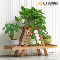 JS리빙 화분 진열대 베란다 인테리어 거실 다육이 엔틱 받침대 테라스 선반 다이 정리대 화분대 스탠드 거치대 실내 2단 우드 선반대 X_01 75*26*45