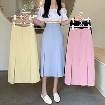 여자여자몰 심플 깔끔한 여름주름롱스커트 양플리츠치마 뒷밴딩 기본a라인스커트 데일리