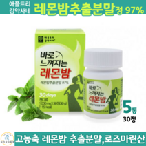 바로느껴지는 레몬밤 로즈마린산 레몬밤 정 추출 분말 가루 레몬밤잎 고농축, 5통, 30정