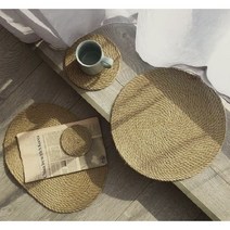 볏짚받침대 라탄 볏짚 받침 18/24cm 밀짚 접시 감성 캠핑 냄비 식탁 매트 왕골 볏집, 원형(18cm)