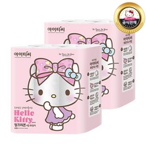 [KT알파쇼핑]헬로키티 핑크리본 4겹 화장지 (20M 24롤x2팩) 총48롤