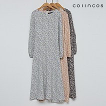 [코인코즈] 허리 끈 패턴 포인트 긴팔 플레어 원피스 (IY3SO3110)
