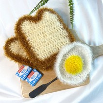 코코얀핸드메이드 식빵수세미 만들기 코바늘뜨개 DIY 패키지 뜨개질, C.계란토스트믹스(6볼+크래프트종이포장지)