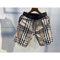 여름 체크 무늬 반바지 캐주얼 남성 5 점 비치 바지