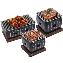 [도매직방] 일본식 미니화로 세트 가정용 캠핑용 개인 화로, 일본화로 중형+연료5P