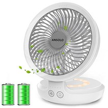 ANSOLO 탁상 선풍기 선풍기 소형 USB 충전식 자동 목 진동 USB 선풍기 조용한 벽걸이 초강풍 강력 4000mAh 미니 선풍기 풍량 4단계 조절 호흡 램프 부착 파워풀 송풍 접을 수 있는 터치 패널 차일드락 기능
