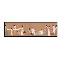 수묵화 동양화 화 인쇄 Xunyang 작별 산 풍경 캔버스 어 번체 서예 그림 벽 거실, [04] Size4 60x215cm, [01] WHITE