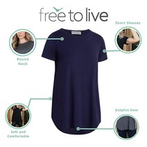 Free to Live 3팩 여성용 엑스트라 롱 하이 로우 반소매 튜닉 탑 정품보장