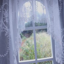 북유럽 빈티지 엔틱 창문 주방 카페 레이스 커튼 아치형 인테리어 가리개 가림막