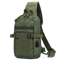 재난가방 USB 충전 가슴 가방 어깨 슬링 낚시 캠핑 하이킹 가방 여행 더플 Mochila 야외 XA873WA, 육군 녹색