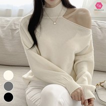 시크힐즈 반하이넥 어깨트임 데일리시보리 니트티셔츠 00539