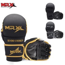 MRX MMA 전문 보호 격투기 글러브s 7 OZ Muay Thai 트레이닝 Kickboxing 펀칭 스파링 스포츠 케이지 Fighting Combat 글러브 복싱 미트 블랙 골드, 216737 S-M, Black