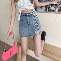 얼굴스팀기 페이스스티머 미스트기 피부관리기 핫걸 레이스 업 스플릿 데님 스커트 여성 디자인 센스 틈새, 03 l_01 Blue