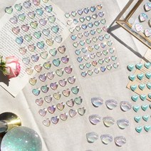 킨다스튜디오 다꾸 폰꾸 홀로그램 영롱한 보석 입체 하트 스티커, 민트하트