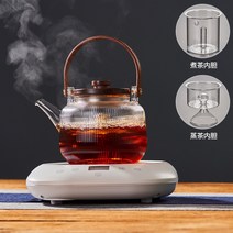 나혼산 1구 우드 화사 인덕션 티팟 빈티지 다도세트 내열유리 다기 주전자 전기 도기 차잔, 기본, 스트라이프 나무뚜껑+301 화이트