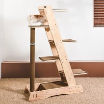 그린웨일 B7 원목 고양이 캣폴 캣타워, 아이보리