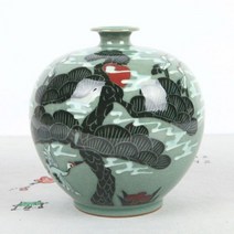 청자상감 장생도 행고 단지