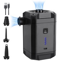 JIGUOOR 전동 에어 펌프 휴대용 퀵 에어 펌프 3개의 노즐이 있는 에어 매트리스 침대 보트 수영 반지, 상세페이지 참조