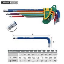 1 개/대 렌치 육각 CR-V 볼 Torx 키 1.5-10mm/T10-T50 알렌 메트릭 세트 애프터 버너 핸들 수리 손 도구, [03] W9922B