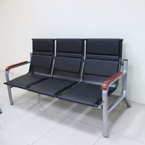 병원 대기실의자 대기 긴의자 사무실 교회 공항 로비 벤치 장의자 휴게소 은행 약국, 블랙강화목재팔걸이3인용