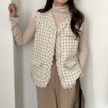 [아이우먼] 체크프린지트위드조끼 GOK389M209 빅사이즈 사이즈에서 자유로운 그녀~