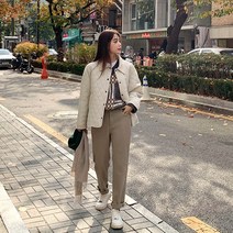 [제작] 티샨 뒷밴딩 기모 세미 배기 팬츠 67882 빅사이즈 여성의류