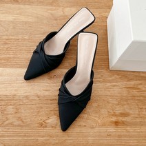 슈뿐 셔링 디테일 스틸레토 뮬 슬리퍼(6cm)