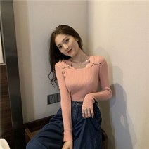 HXT 겨울 무지 스퀘어넥 셔링 골지 니트 슬림핏 풀오버 베이직 여성상의 7컬러 M~6XL