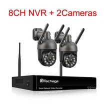 Techage 무선 비디오 보안 카메라 시스템 야외 양방향 오디오 와이파이 IP 카메라 P2P CCTV 감시 NVR 키, 01 8CH NVR 2 Camera C_02 1t
