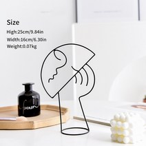 쇼파뒤 카페 인테리어 가게오픈 개업 결혼 선물 노호혼 재물복 홈 장식 그림 얼굴 추상 조각 금속 예술 블랙 라인 수제 장 북유럽 현대 거실, [06] C-Large