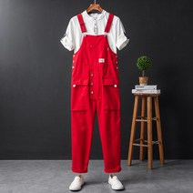 남자 직통 루즈핏 캐주얼 멜빵 바지