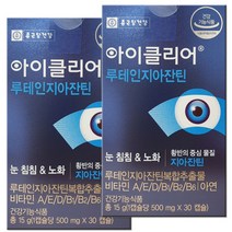 종근당건강 아이클리어 루테인지아잔틴 30캡슐 1박스 효능 눈 침침 노화 눈건강, 2박스