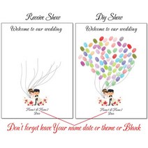 스크랩북 소박한 양장본 위한 용품 게스트 사용자 정의 이름 날짜 귀여운 만화 캐릭터 결혼식 지문 서명 책 그림 프레임 없음 잉크 패드 포함, [04] 50x70cm No Frame, [02] HK190