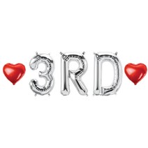 3RD 숫자 알파벳 하트 풍선 세트, 05.실버 3RD