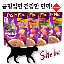 위스카스 테이스티믹스 고양이 습식사료 파우치 간식 70g, 닭고기와 연어와 미역