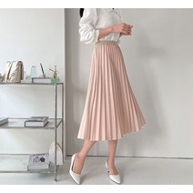스타일난다 여자 부드러운 밴딩 플리츠 롱 스커트 간절기 여름 핏이 예쁜 주름 치마 기계주름