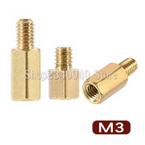 전산 볼트 너트 육각 스레드 M3 * L + 6mm 육각 황동 Standoff 스페이서 나사 기둥 PCB 컴퓨터 PC 마더 보, 01 M3_07 12mm  10pcs