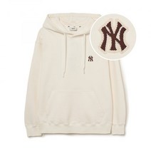 MLB 엠엘비 베이직 스몰로고 오버핏 후드티 NY Cream 3AHDB0134 50CRS
