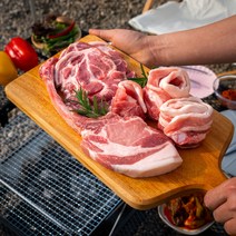 [안동사나이] 100%한돈 프리미엄 캠핑고기세트 바베큐세트 삼겹살300g + 목살300g + 돈마호크300g