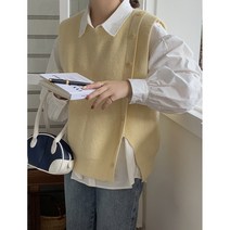 Vkkn jpo여성 홀리 패턴 조끼 베스트 니트 스웨터 봄
