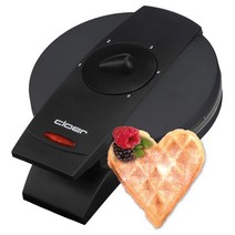 클로어 Cloer 1621 와플 메이커 하트 모양 waffle size 15.5cm 블랙, 검은색, 하나의