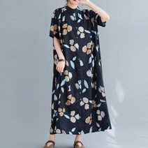 브이너스 아테네 헨리넥 셔링 나염 롱 셔츠 원피스