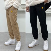 스마일 패치 남녀공용 골덴 조거팬츠