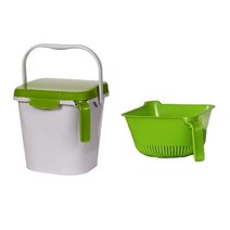 HDPE 수분제거용 내통잠금형 가정용 음식물쓰레기통 PCS-5S3(5L) 음식물쓰레기수거함, 연녹색