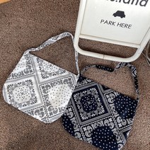 화이트 블랙 2컬러 페이즐리 에코백 미니 크로스백 패브릭