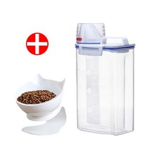 칼리펫 반려동물 사료밀폐용기 2.5L 강아지 고양이 사료보관함 2kg 계량컵 간식통 PET BOWL 식기 1구, PET BOWL_화이트+사료밀폐용기